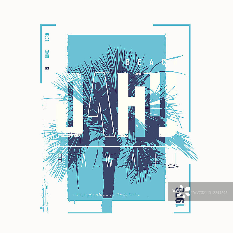 夏威夷瓦胡岛海滩T恤设计海报图片素材