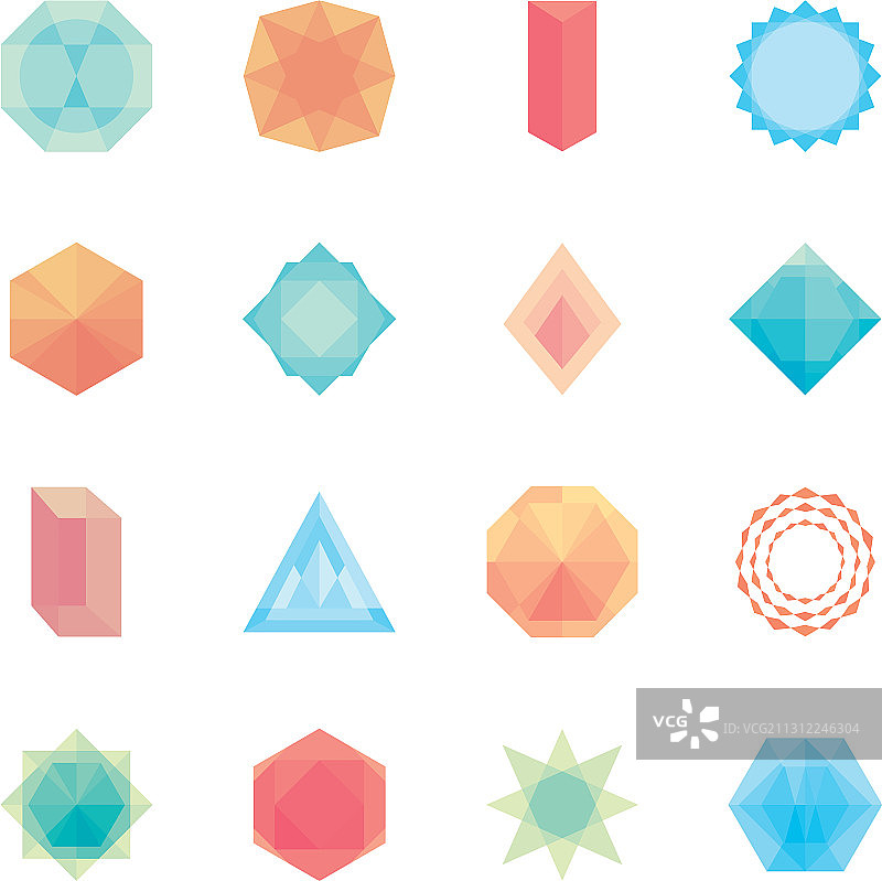 几何星星与几何形状图标合集图片素材
