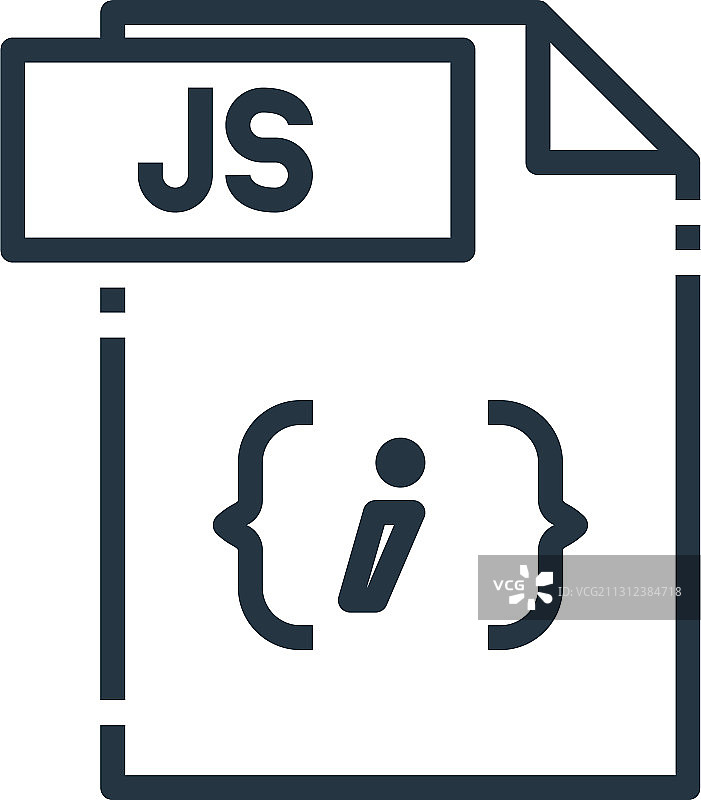 白色背景上的JS文件图标轮廓图片素材