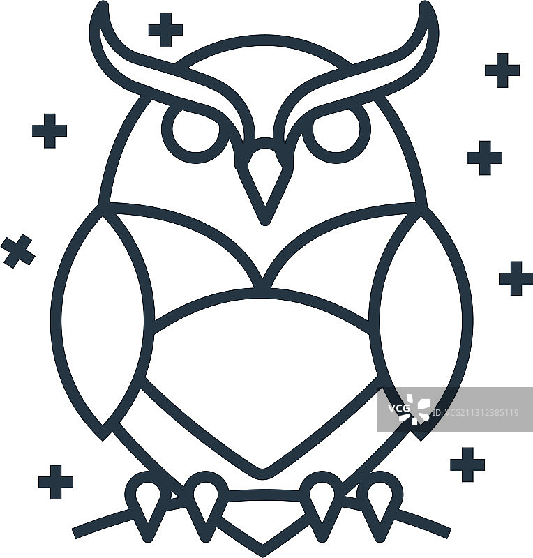 猫头鹰图标可编辑描边线性符号图片素材