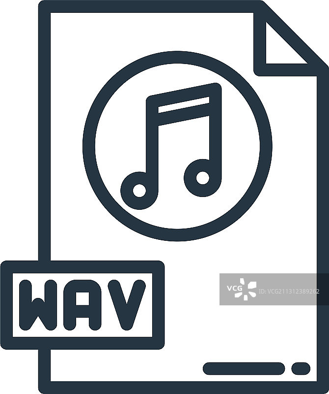 白色背景上的WAV图标轮廓图片素材