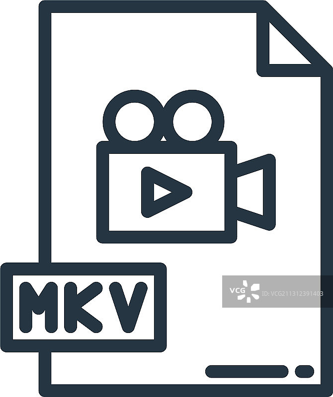 白色背景上的MKV图标轮廓图片素材