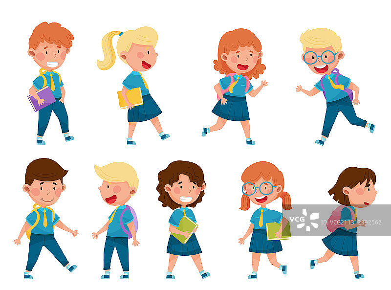 穿着校服的男孩和女孩图片素材