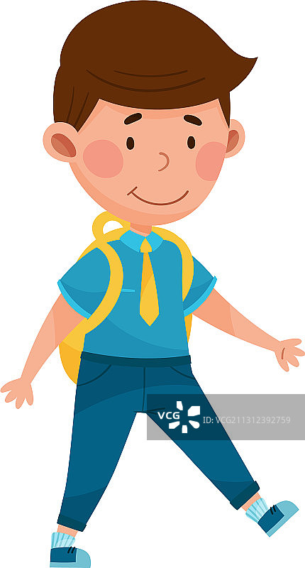 穿着校服的可爱男孩角色图片素材