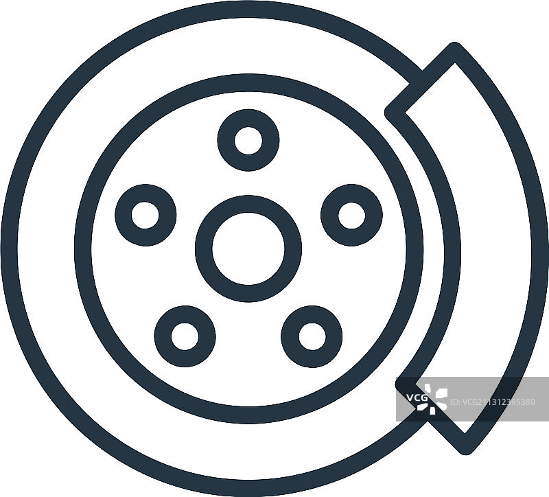 刹车片图标，可编辑描边图片素材