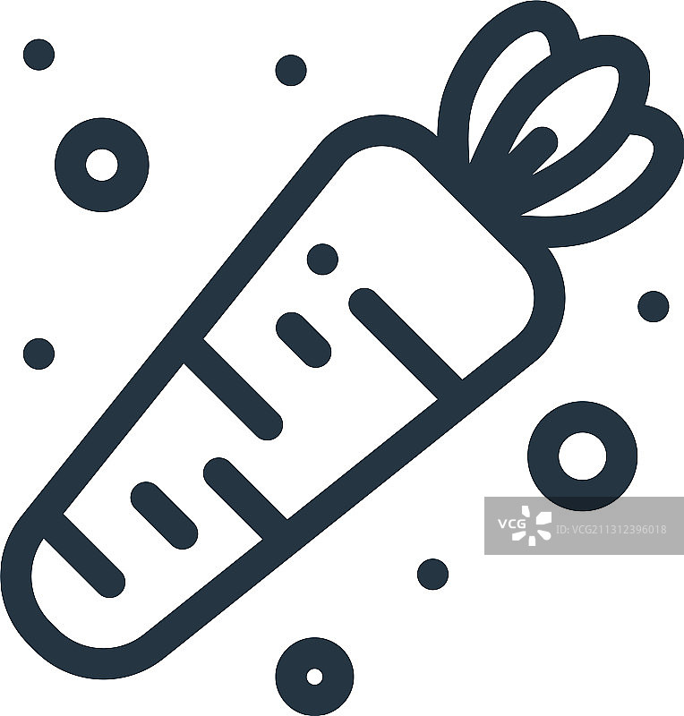 胡萝卜图标：可编辑描边线性设计图片素材