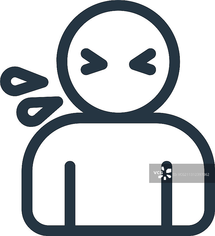 喷嚏图标，可编辑描边喷嚏线性图标图片素材