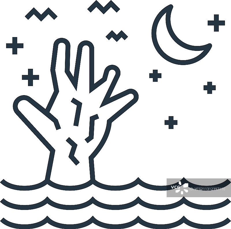 溺水图标，可编辑笔触图片素材