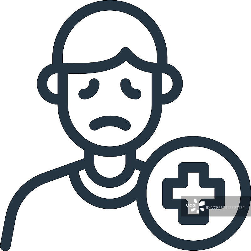 病人图标，可编辑描边图片素材