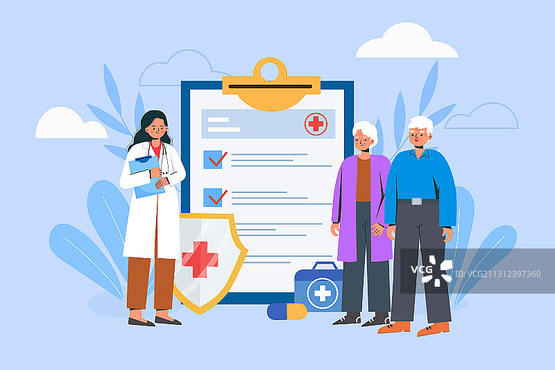 老年人就诊概念矢量插画图片素材