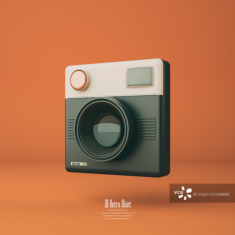 红色背景上的复古相机3D渲染图片素材