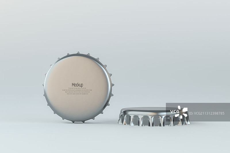 灰色背景上的3D两瓶盖样机图像图片素材