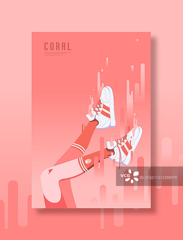 珊瑚色主题的人腿和鞋子矢量背景图片素材