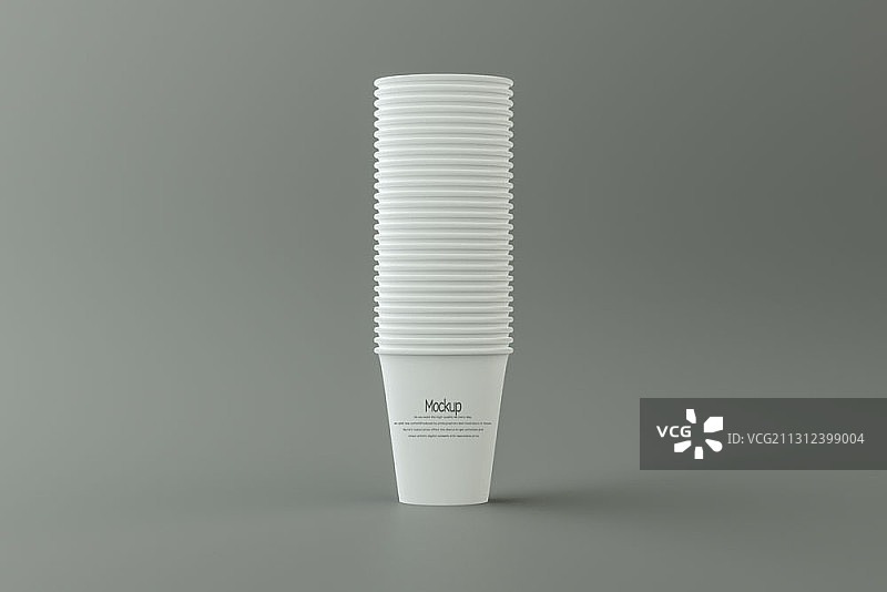 灰色背景上的3D纸杯样机图片素材