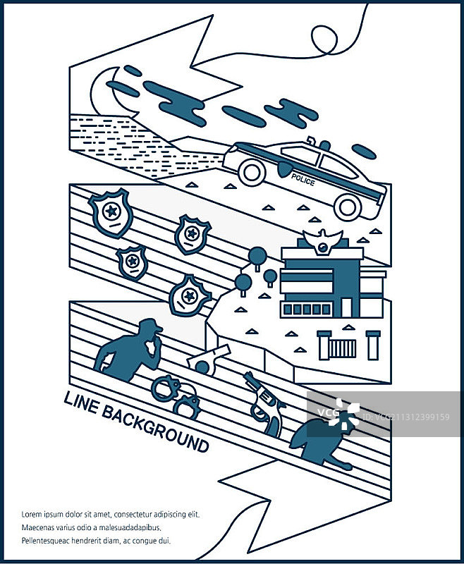 警察局线条矢量背景图片素材
