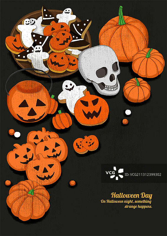 万圣节南瓜和幽灵道具插画图片素材
