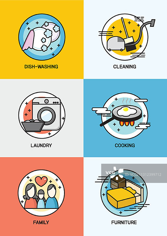 家务概念矢量图标集图片素材