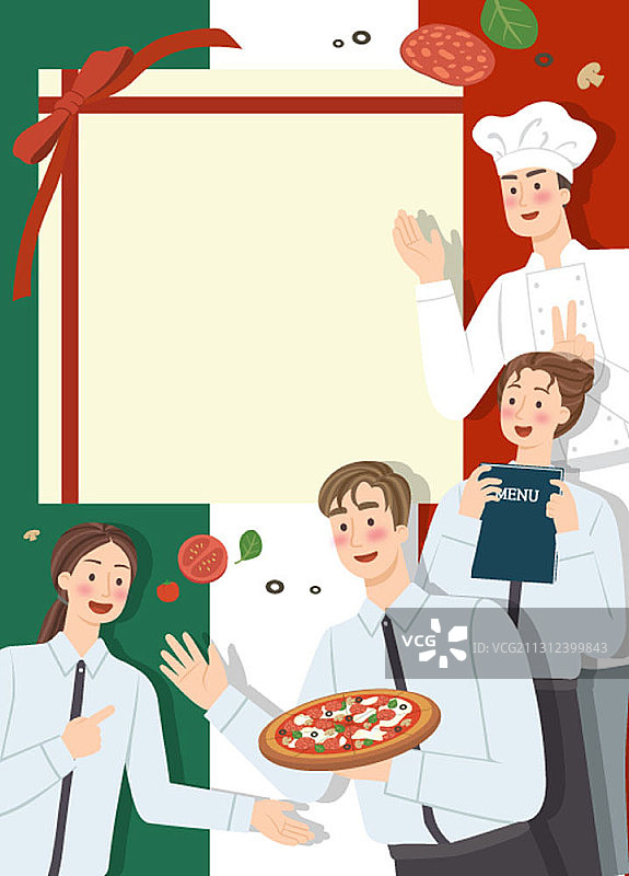 意大利餐厅招聘主题矢量插画图片素材