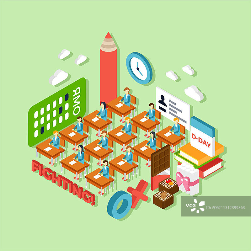 大学入学能力测试日概念矢量图图片素材