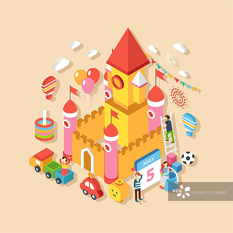 儿童节周年纪念概念矢量插画图片素材