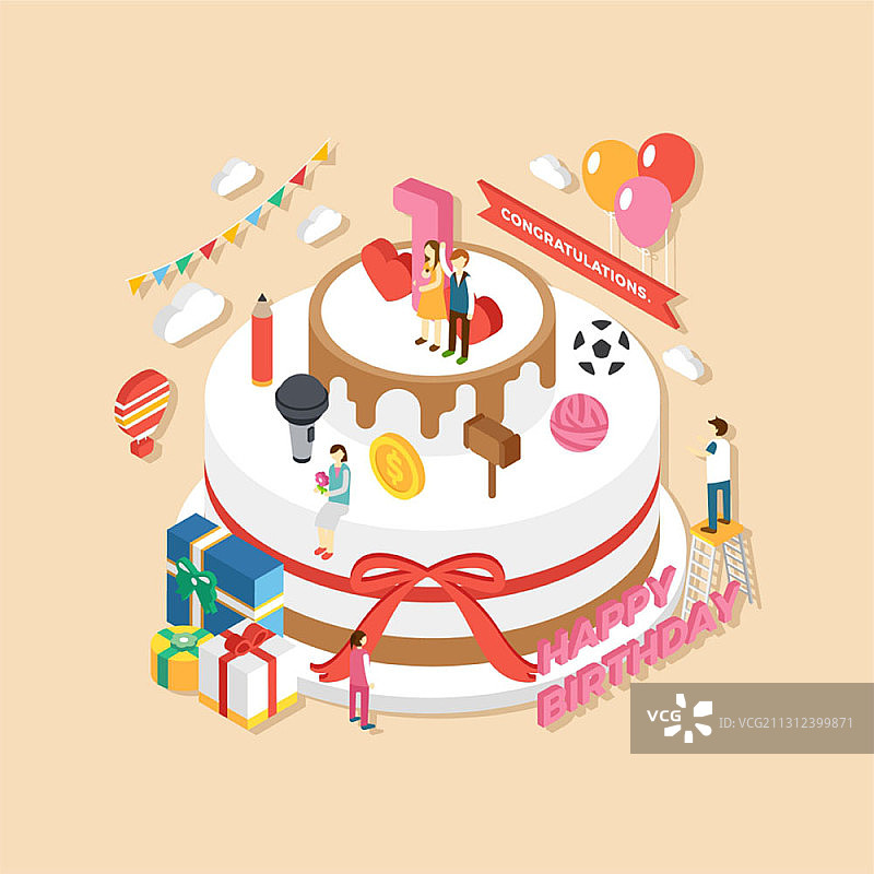 生日周年纪念概念矢量插画图片素材