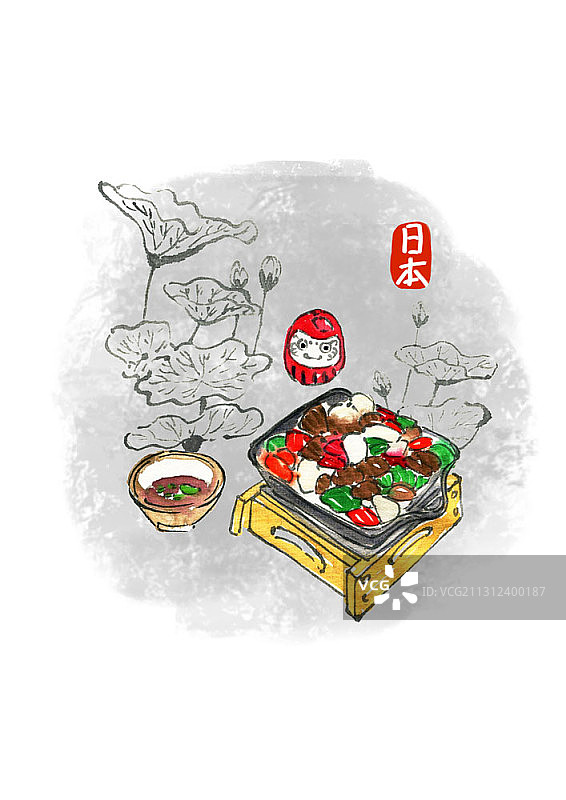 水墨日式料理美食图片素材