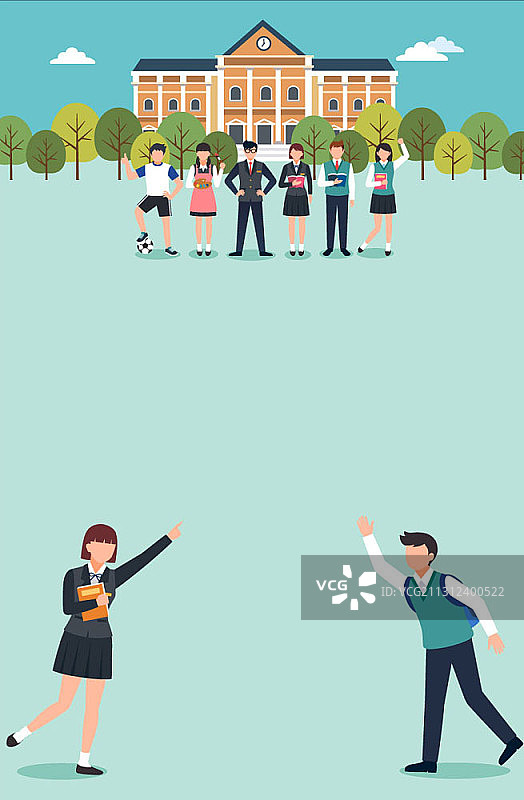 中学生问候插画图片素材