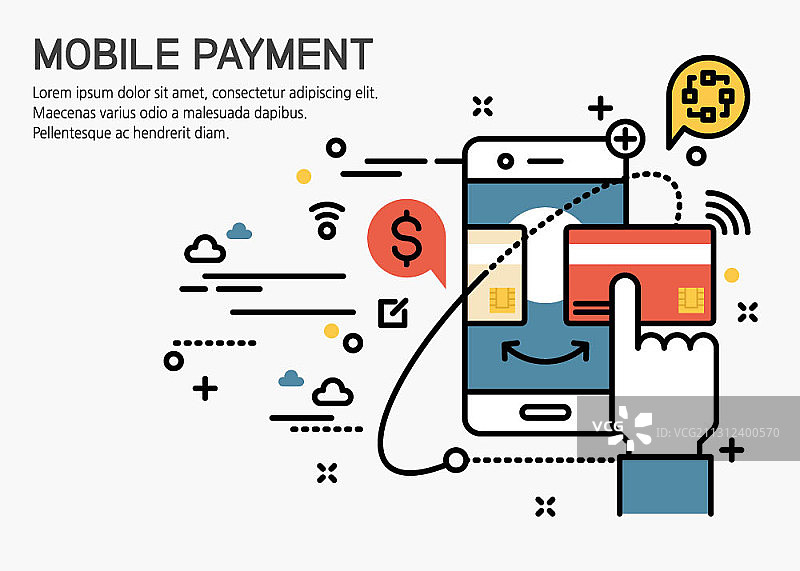 手机和信用卡的手机支付主题矢量素材图片素材