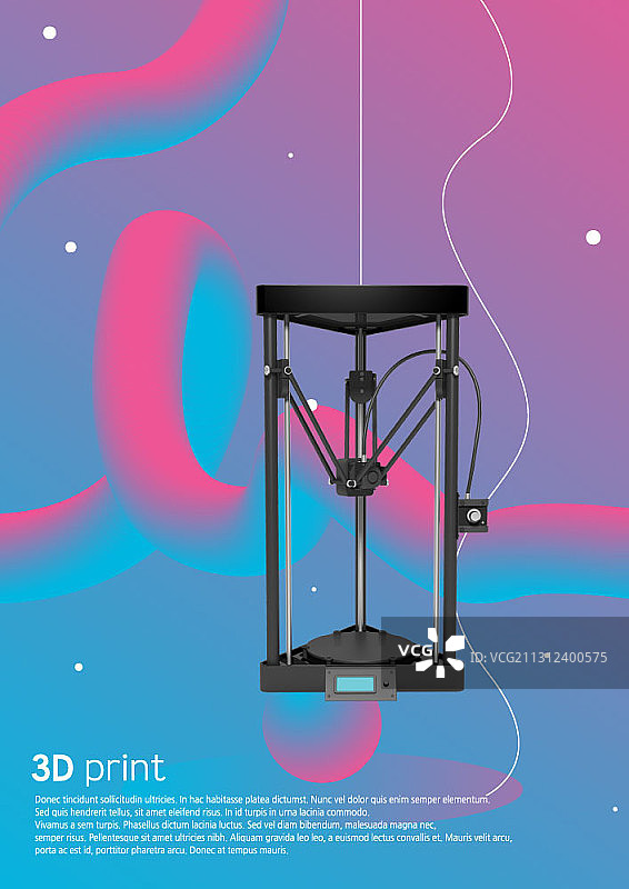 图形背景上的3D打印机主题图像图片素材