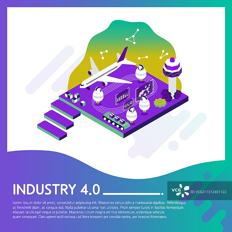 人工智能制造飞机的机器人工业主题矢量素材图片素材