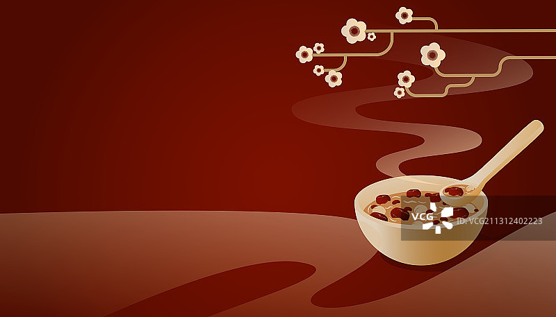 腊八粥腊八节腊梅渐变扁平插画图片素材