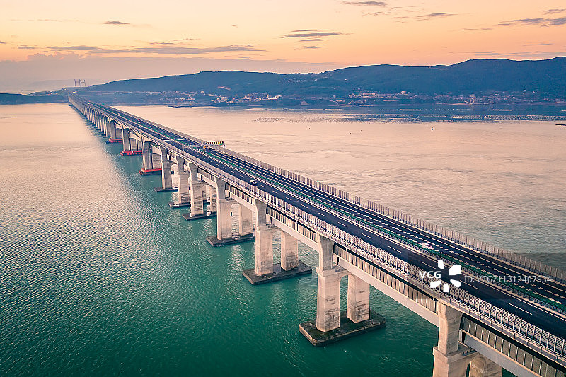 福建福州平潭海峡公铁大桥交通运输景观图片素材