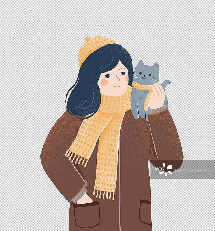 抱着猫咪的女孩图片素材
