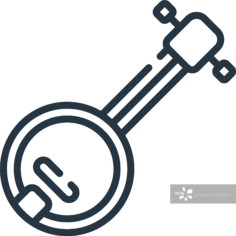 班卓琴图标（白色背景轮廓）图片素材