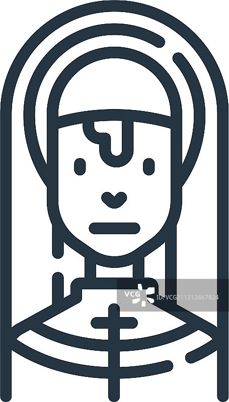 白色背景上孤立的修女轮廓图标图片素材
