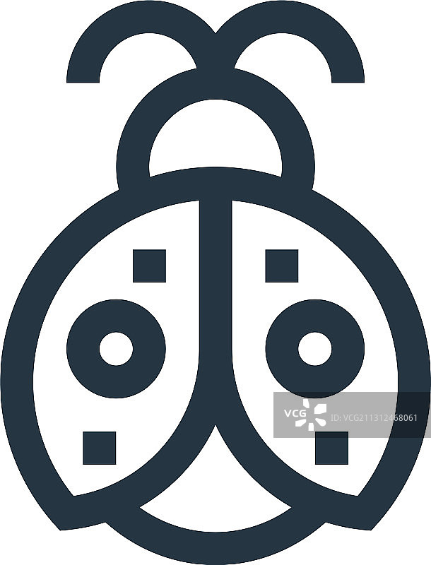 瓢虫图标：可编辑描边图片素材