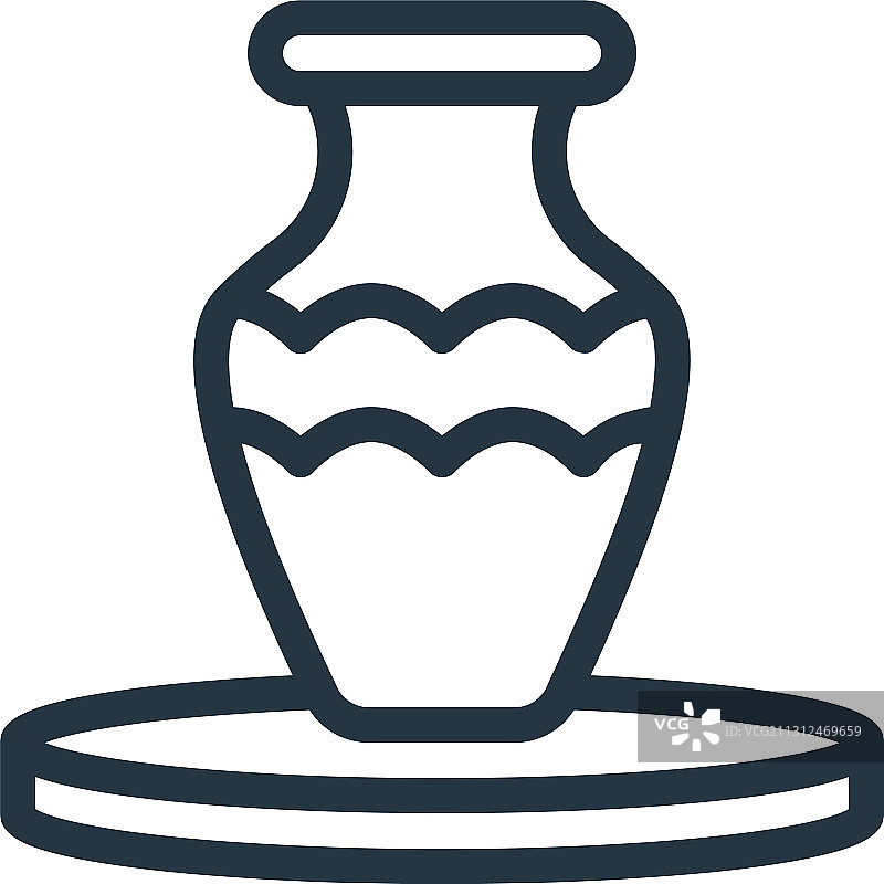 白色背景上的陶器轮廓图标图片素材