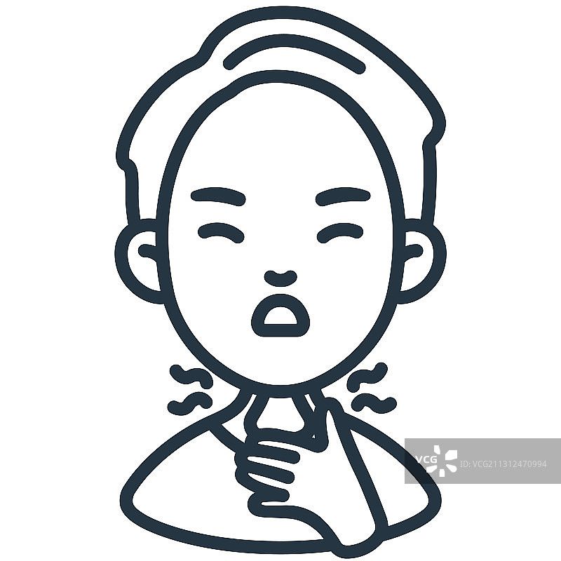 喉咙痛图标：可编辑描边图片素材