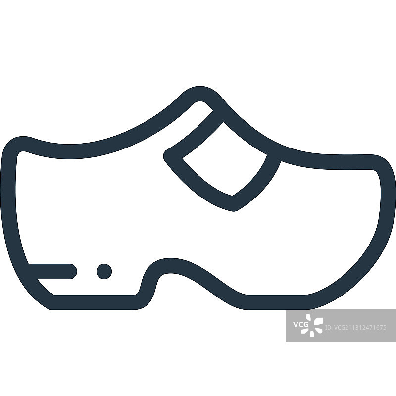 白色背景上的木底鞋轮廓图标图片素材