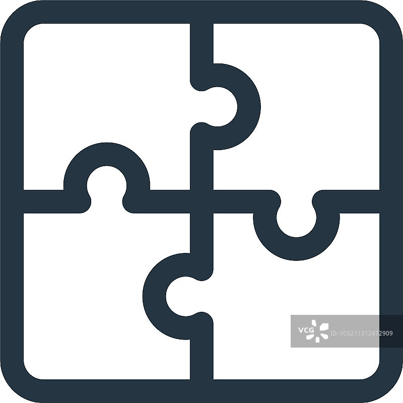 拼图碎片图标，可编辑描边图片素材
