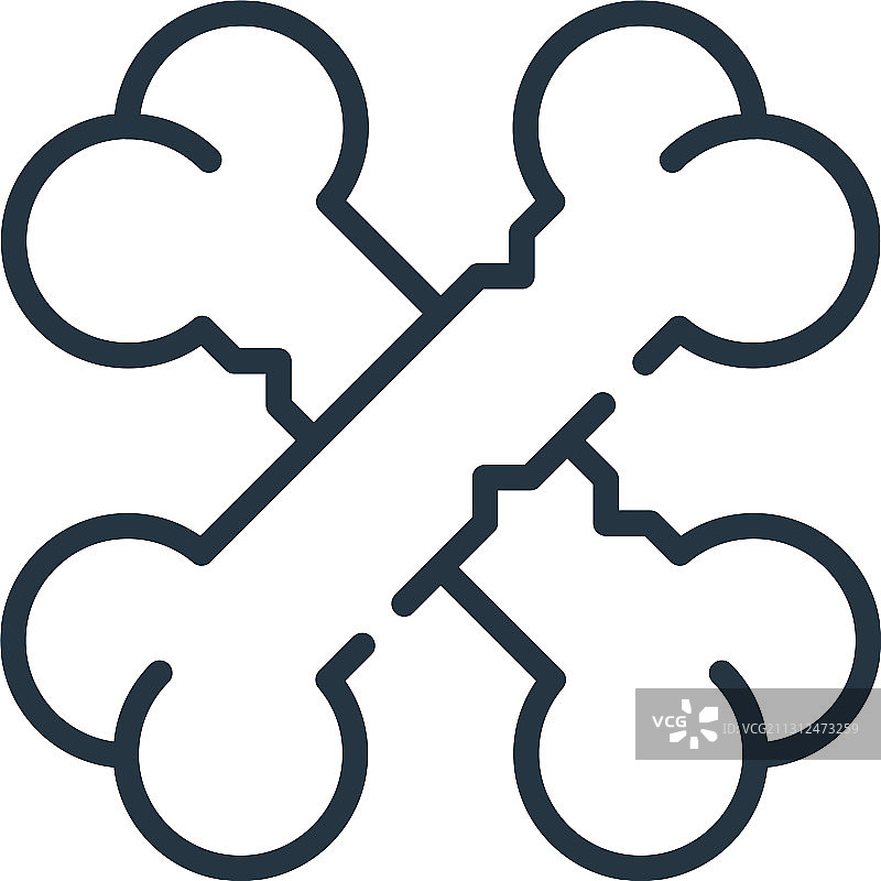 白色背景上孤立的骨骼轮廓图标图片素材