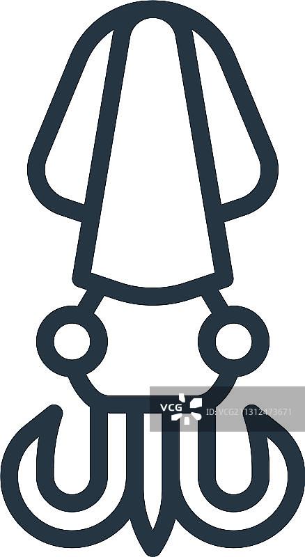 白色背景上的鱿鱼轮廓图标图片素材