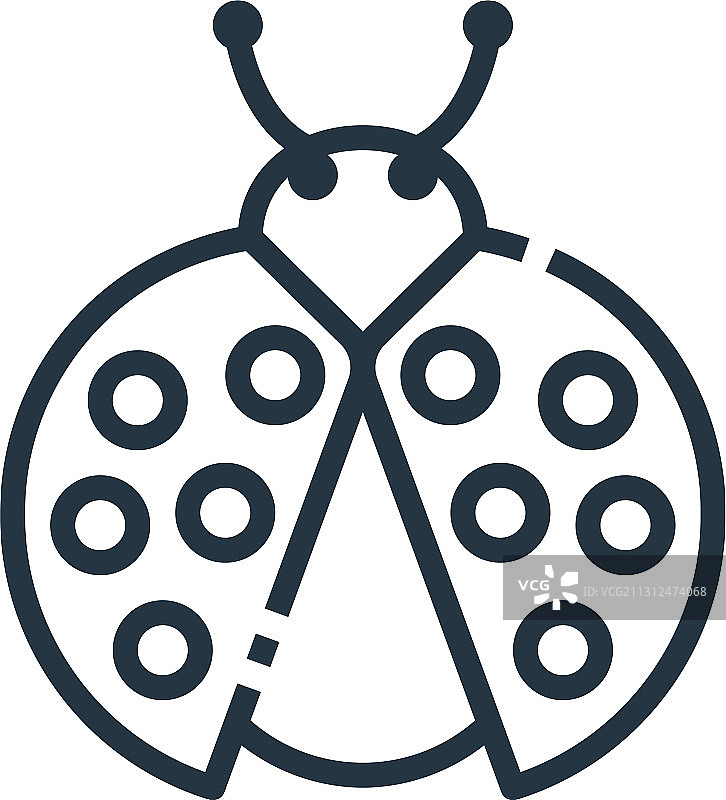 瓢虫图标：可编辑描边图片素材