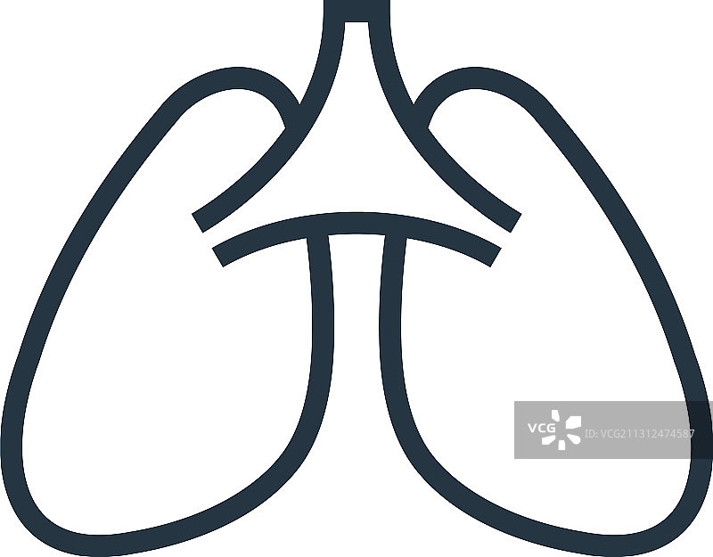 白色背景上的肺部轮廓图标图片素材