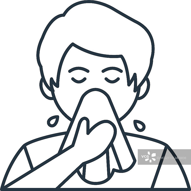 喷嚏图标，可编辑描边喷嚏线性图标图片素材