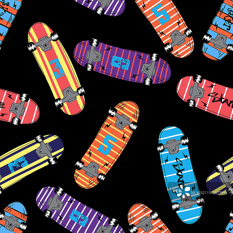 无缝滑板图案青春背景图片素材