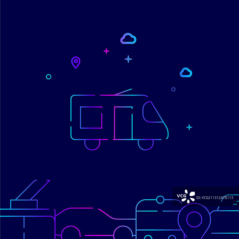 迷你巴士或穿梭巴士线路图标图片素材