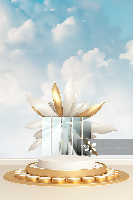 3D渲染的几何图形场景图图片素材