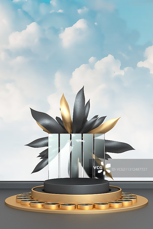 3D渲染的几何图形场景图图片素材