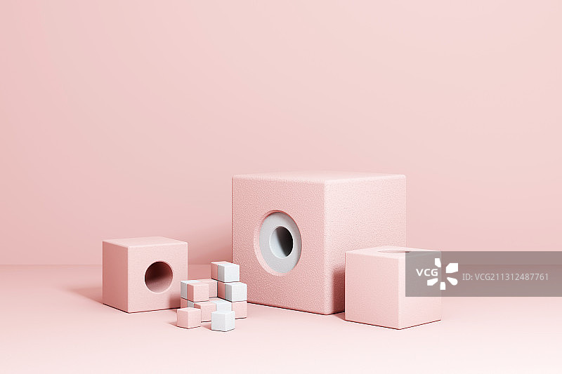 3D渲染的几何图形场景图图片素材